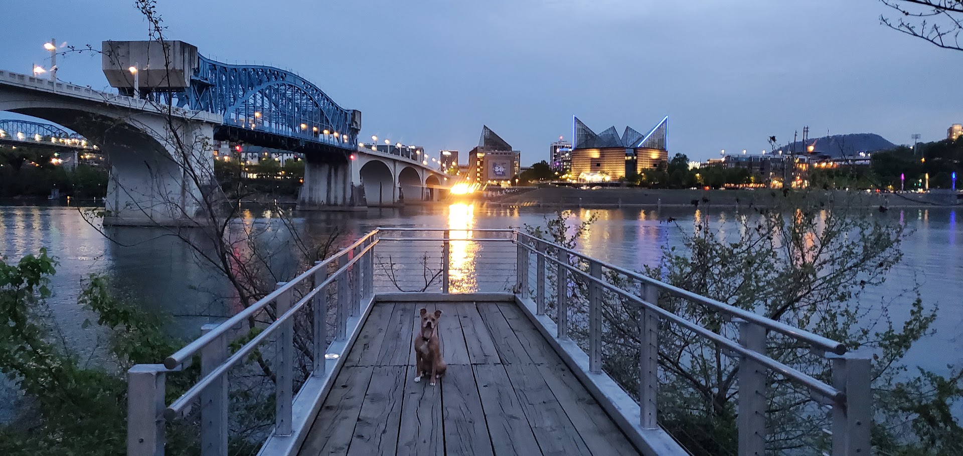 Downtown Chattanooga and the Tennessee River at evening